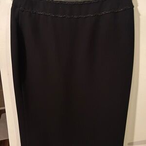 Classic Black Pencil Skirt with Subtle Waist Trim
